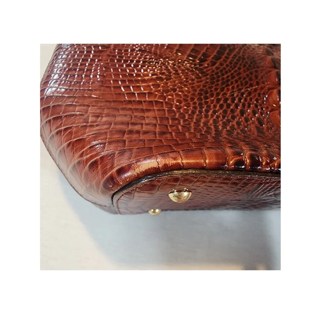 Brahmin Medium Asher Tote Women Croc Embossed Leather Pecan Melbourne Tassel Bag